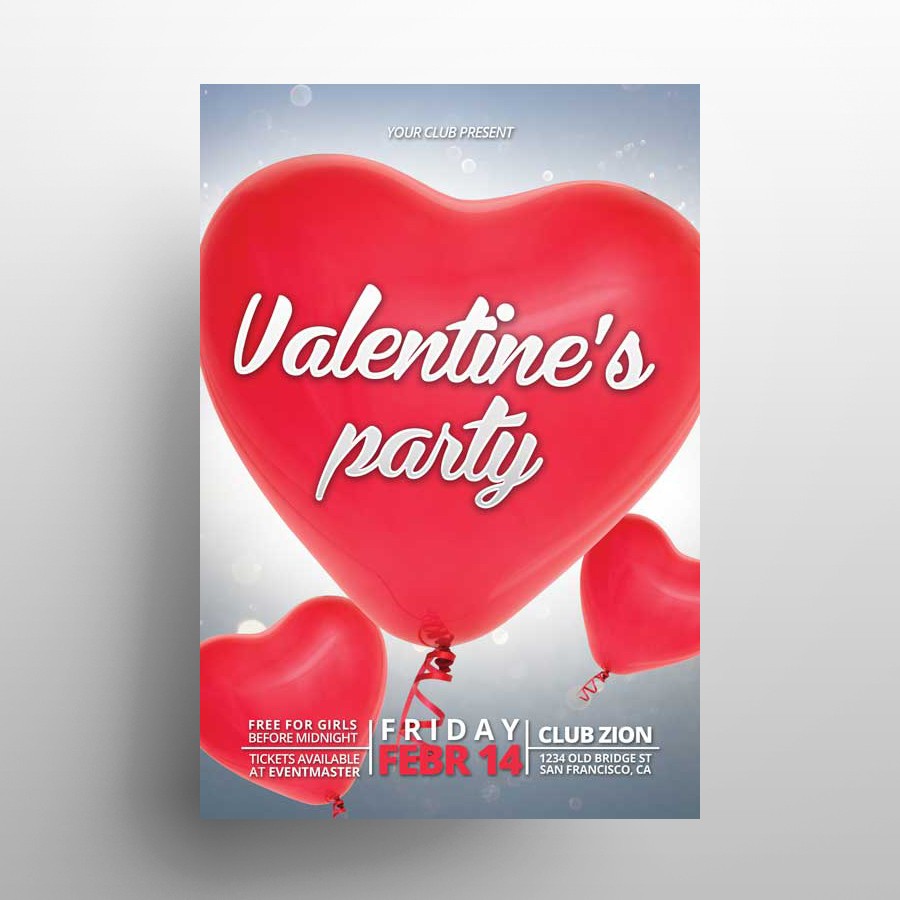 Valentine's Party - Freebie PSD Flyer Template