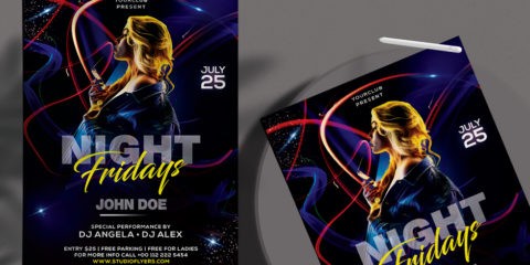 Dance Dj Night Free PSD Flyer Template