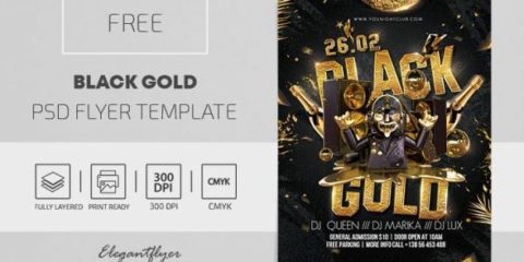 Free Black Gold Flyer Template in PSD