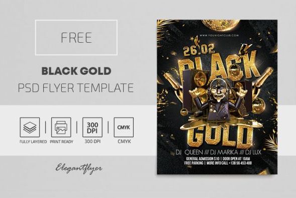 Free Black Gold Flyer Template in PSD