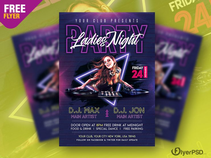 Free Ladies Night Party Flyer Template in PSD