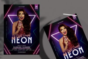Free Neon Club Party Flyer Template in PSD