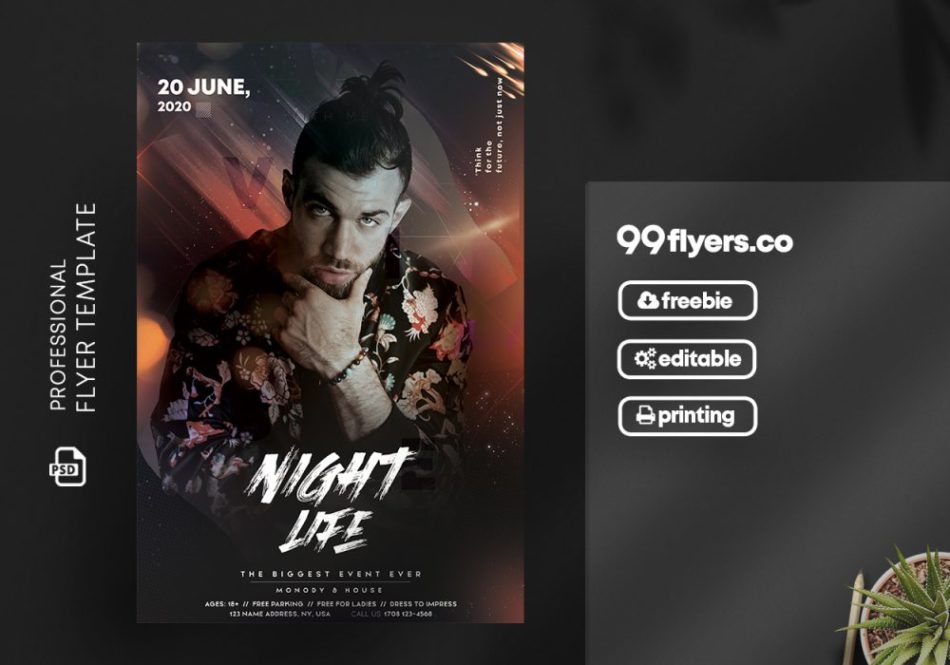 Free Night Vibe Flyer PSD Template