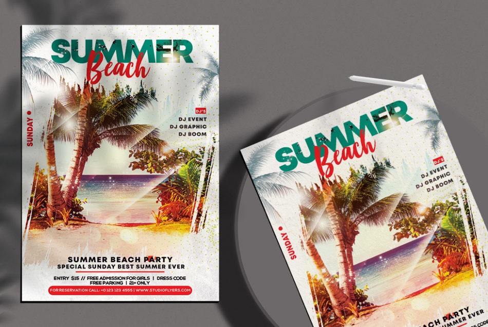 Friday Beach – Free Summer PSD Flyer Template