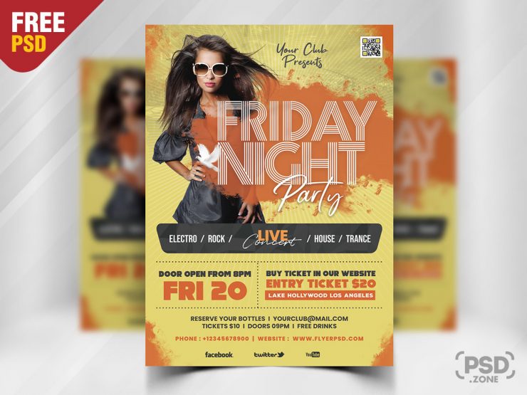 Friday Night Free PSD Flyer