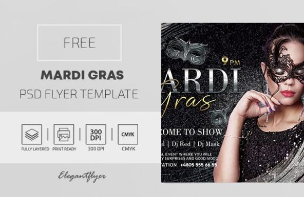 Mardi Gras Party Free PSD Flyer Template