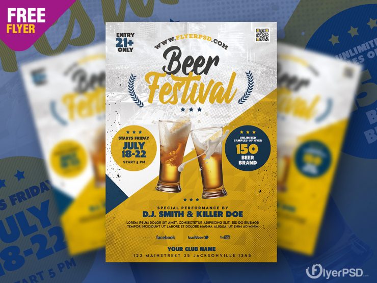 Beer Festival PSD Flyer Template for Free