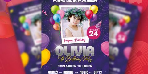 Free Birthday Party Invitation Flyer in PSD