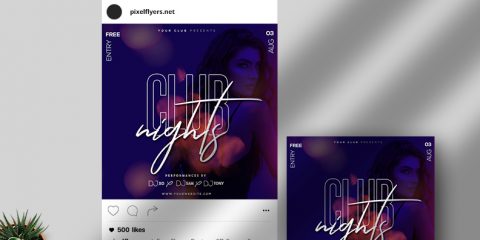 Free Club Nights Instagram Post Template in PSD