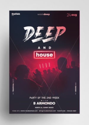 Free Deep House Party Flyer Template in PSD