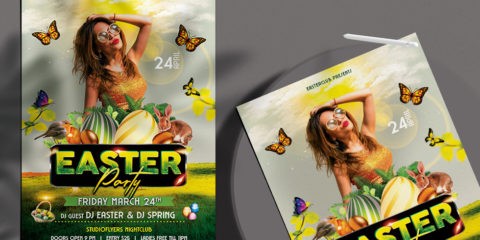 Free Easter Party Flyer Template in PSD