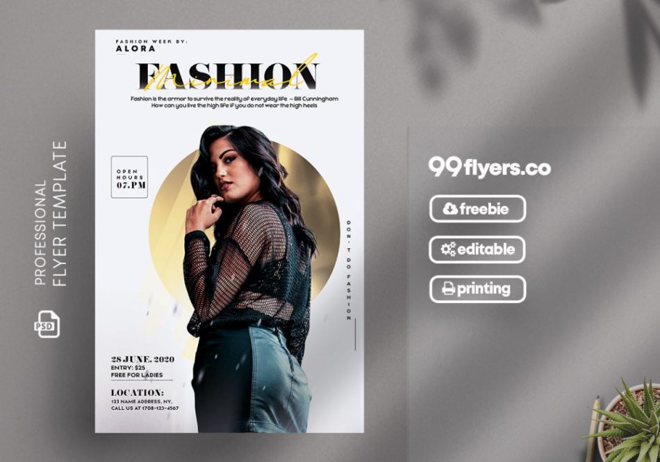 Free Fashion Show PSD Flyer Template