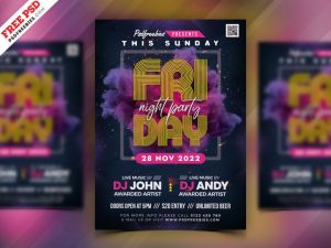 Free Friday Night Club Party Flyer PSD