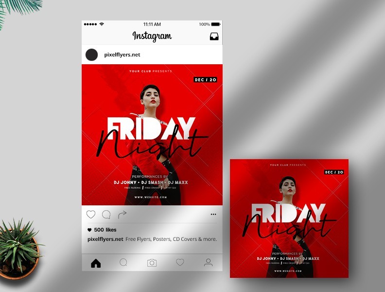 Free Friday Night Instagram Template in PSD