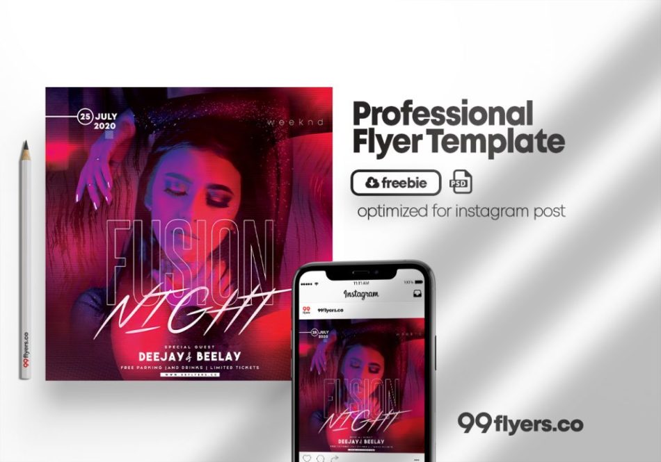 Free Fusion Night Flyer Template in PSD
