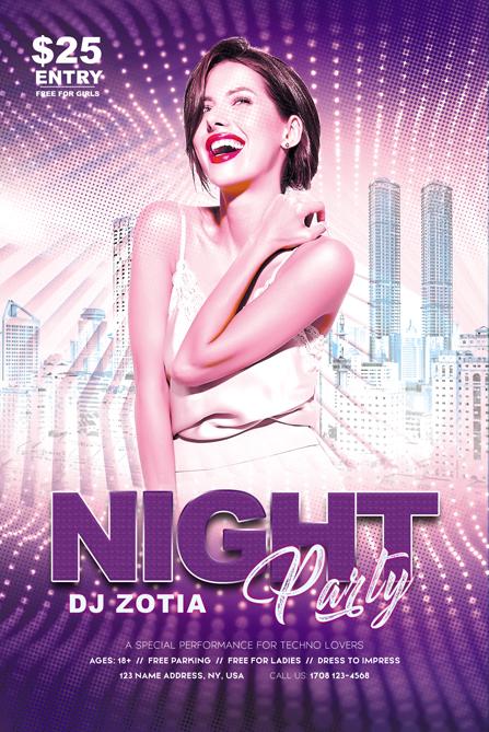 Free Girls Night Flyer Template in PSD