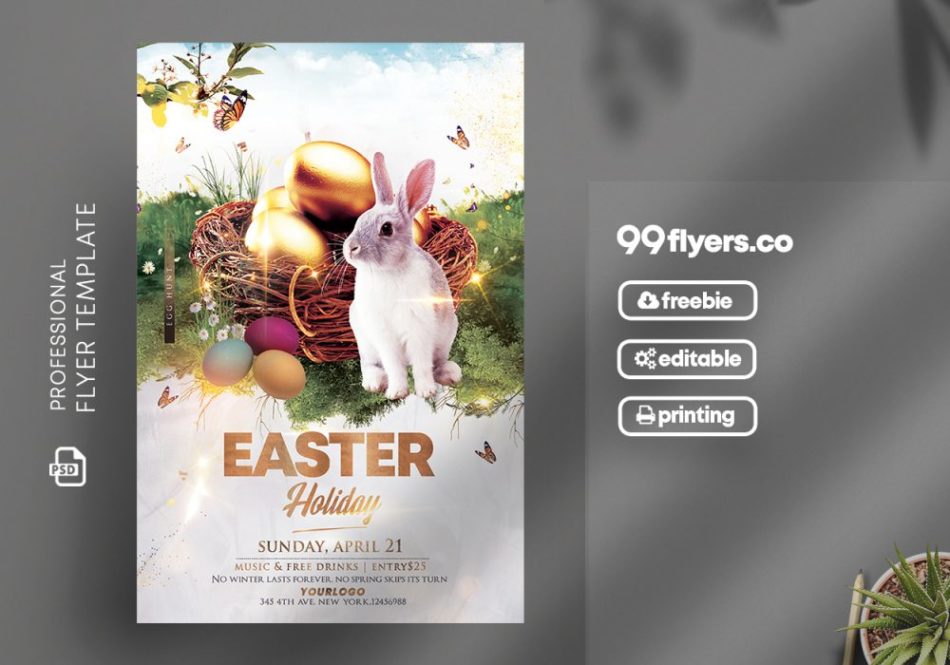Free Happy Easter Flyer Template in PSD