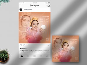 Free Hello Gorgeous Instagram Post Template in PSD