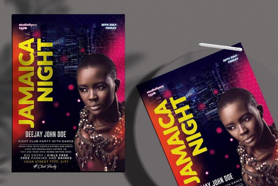 Free Jamaica Night Flyer Template in PSD