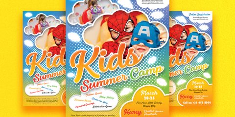 Free Kids Summer Camp Flyer Template in PSD
