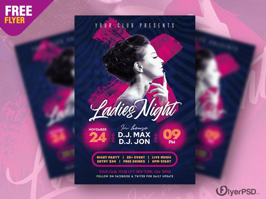 Free Ladies Night Club Party Flyer Template in PSD