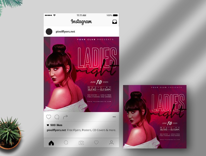 Free Ladies Night Party Instagram Template in PSD