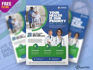 Free Medical Care and Hospital Flyer Template in PSD