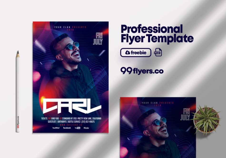 Free Night Club Event Party Flyer PSD Template