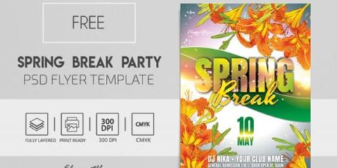 Free Spring Break Party PSD Flyer Template