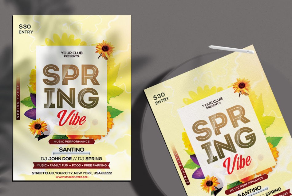 Free Spring Vibe Flyer Template in PSD
