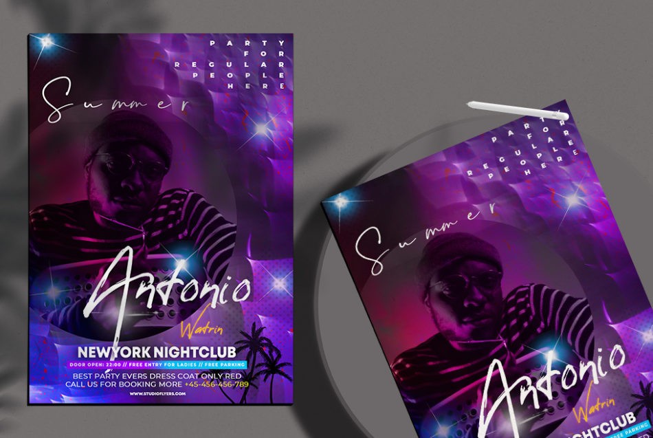 Free Summer Club Night Flyer Template in PSD