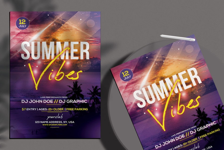 Free Summer Vibes Flyer Template in PSD