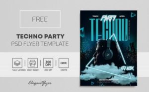 Free Techno Party PSD Flyer Template