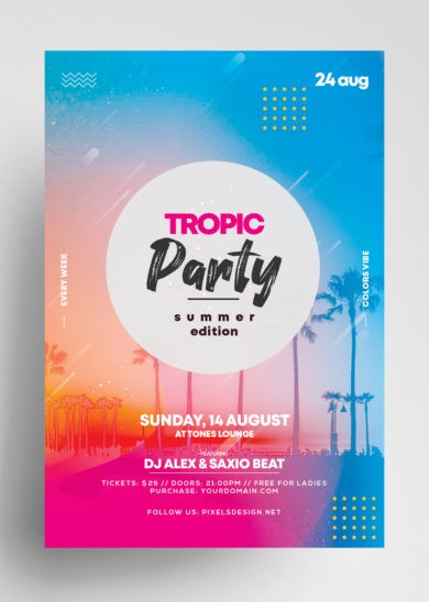 Free Tropic Party PSD Flyer Template