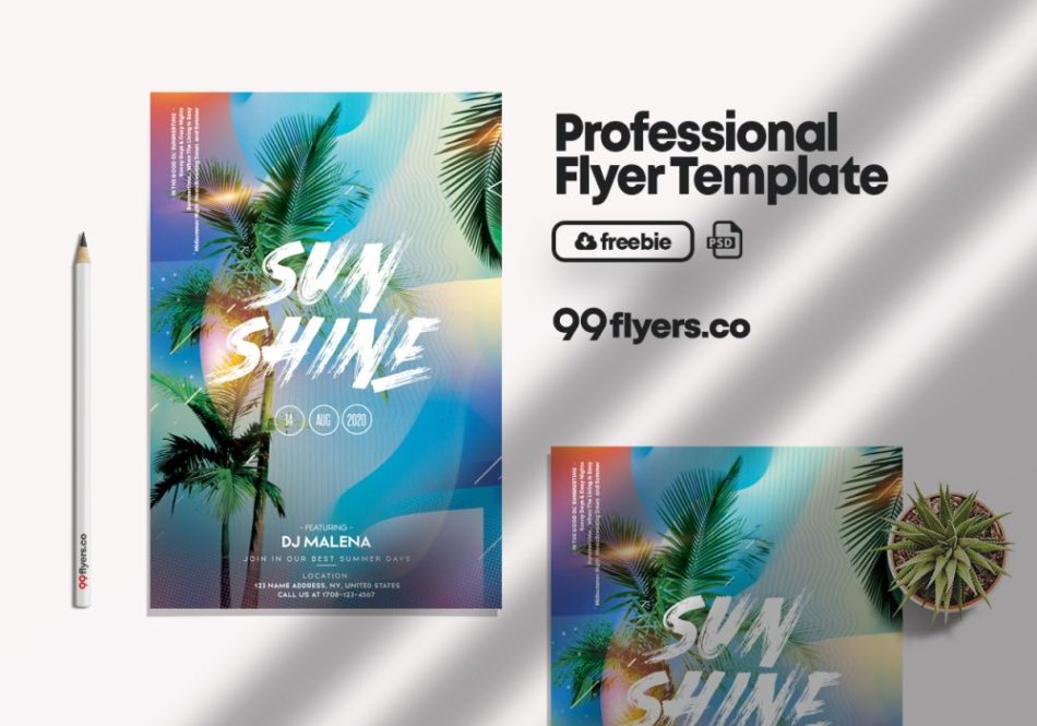Free Tropical Vibes Flyer Template vol3 in PSD