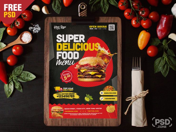 Fresh Food – Restaurant Free PSD Flyer Template