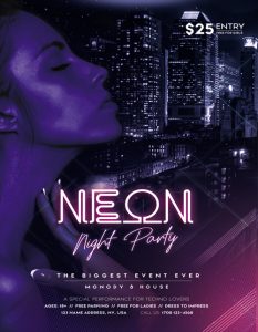 Neon Club Flyer – Free PSD Template