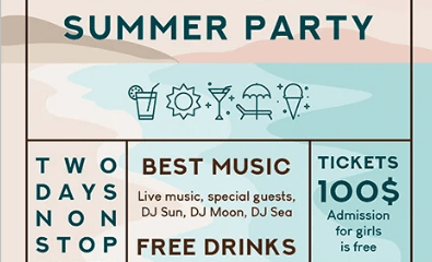 Free Beach Party Flyer Template in PSD
