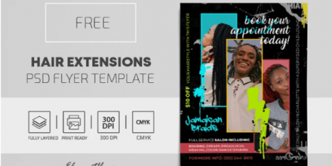 Free Hair Extensions Flyer Template in PSD
