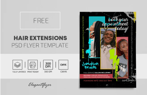 Download Hair Extensions PSD Flyer Template for free. This flyer is  editable and suitable for any type of Hair and Beauty Salon, Eylash  Extensions, Hair Extensions and other.
