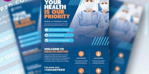 Free Health Care and Hospital Flyer Template PSD
