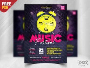 Free Music Festival Party Flyer in PSD