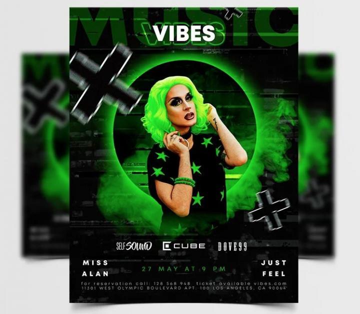 Free Music Vibes Flyer Template in PSD