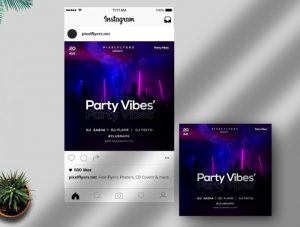 Free Party Vibes Instagram Post Template in PSD