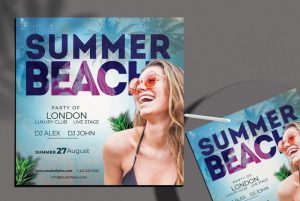 Free Summer Beach Time Flyer Template in PSD