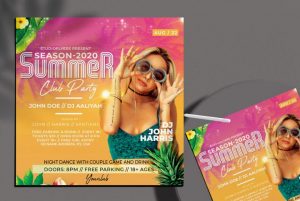 Free Summer Club Party Flyer Template in PSD