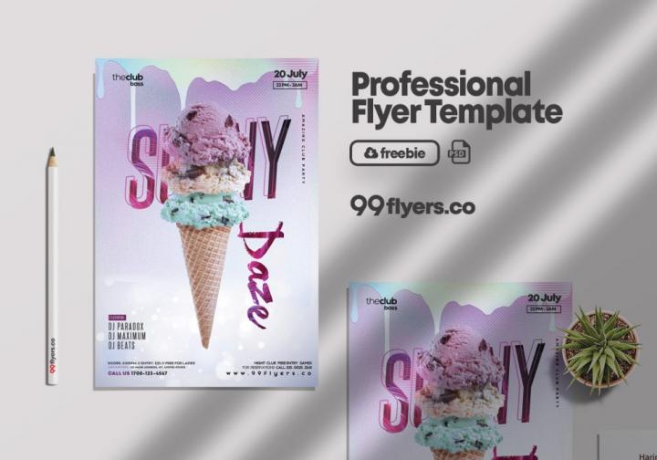 Free Summer Ice Cream Flyer Template in PSD