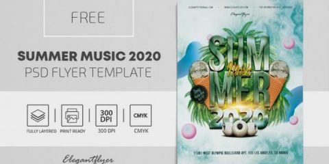 Free Summer Music Flyer Template in PSD