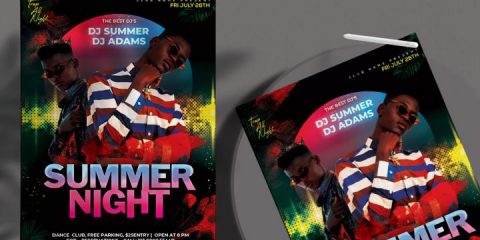 Free Summer Night Event Flyer Template in PSD