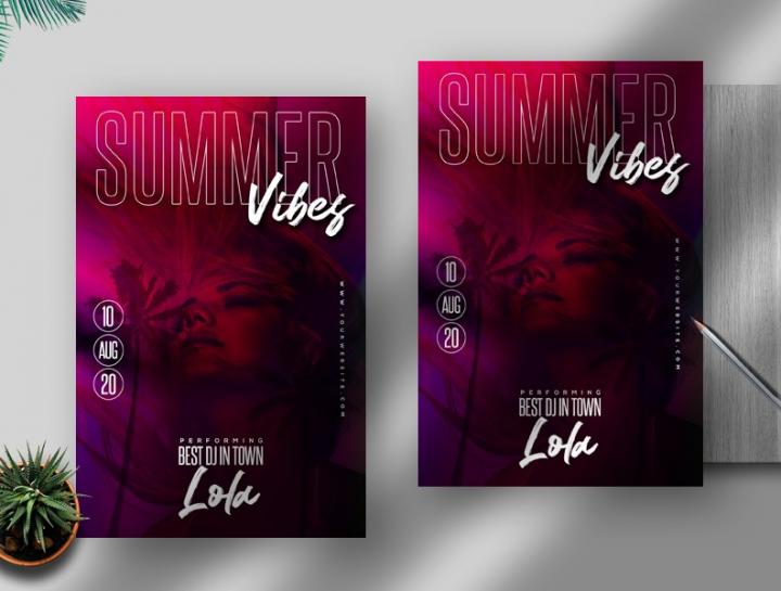 Free Summer Vibes Flyer Template in PSD